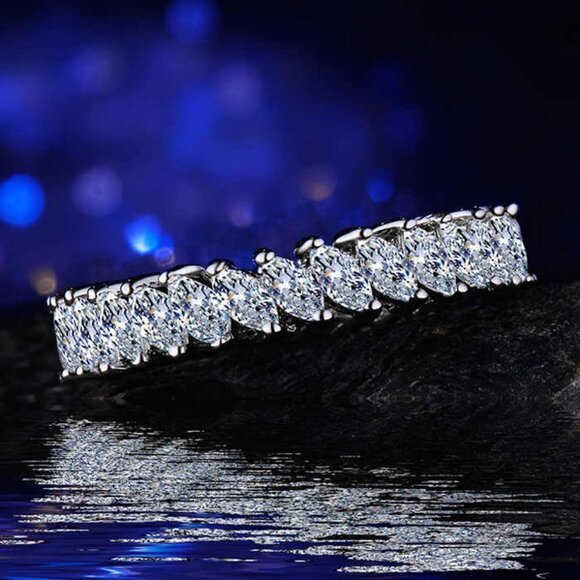 🎁 Finger Ring Zircon Silver Fashion CZ Eternity Rings For Woman, HA4130-6 - Picture 1 of 1